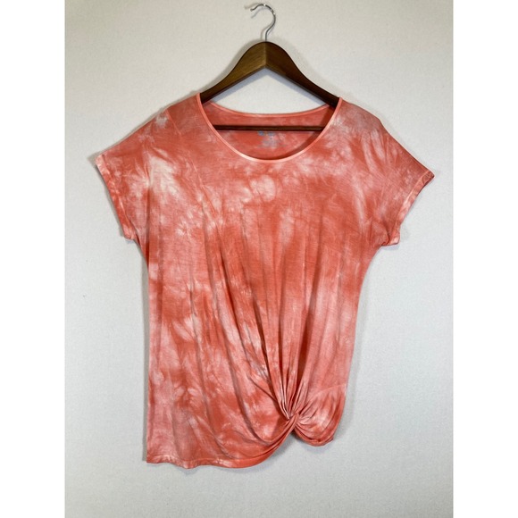 sahalie Tops - Boho Sahalie Womens Medium Coral Tie Dye Side Knot Front Twist Dolman Tee Shirt
